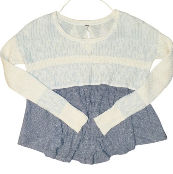 Free People Waffle Knit Fair Isle Peplum Sweater - Picture 4 of 7